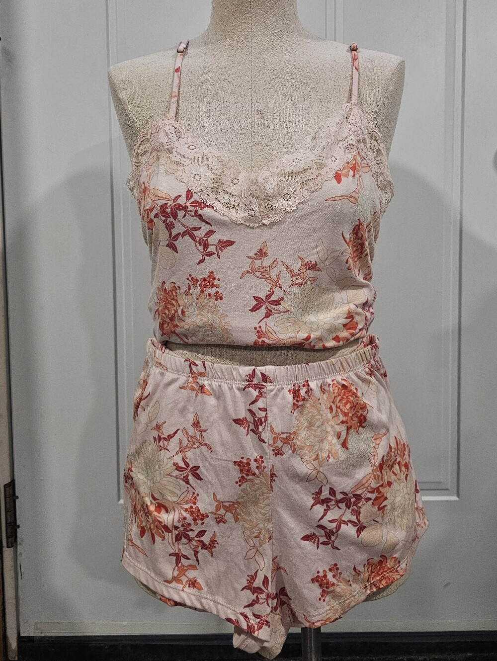 Flora Nikrooz Peach Floral PJ Cami and Shorts Set